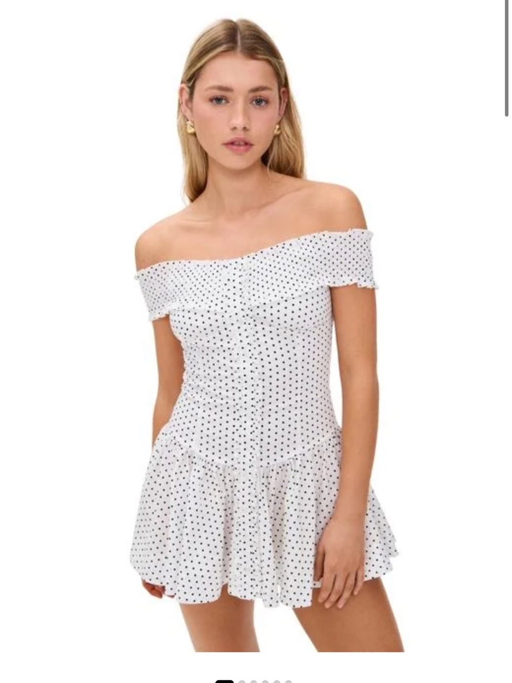 Frankie's Bikinis White Polka Dot One-Shoulder Mini Dress